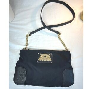Y2K Juicy Couture Black Staple Crossbody Bag Gold Quiet Luxury‎ Retro Glam